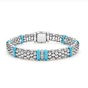 Blue Caviar Blue Single Station Diamond Caviar Bracelet | 9mm from Lagos Sz M(7)
